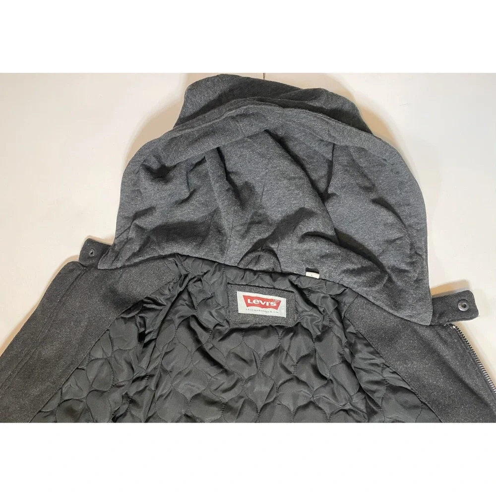 Levi's Charcoal/Black Wool Blend Jacket with Faux Leather Sleeves Mens Size L